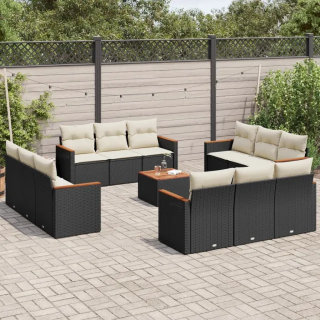vidaXL 13-delige Loungeset met kussens poly rattan zwart, foto 2