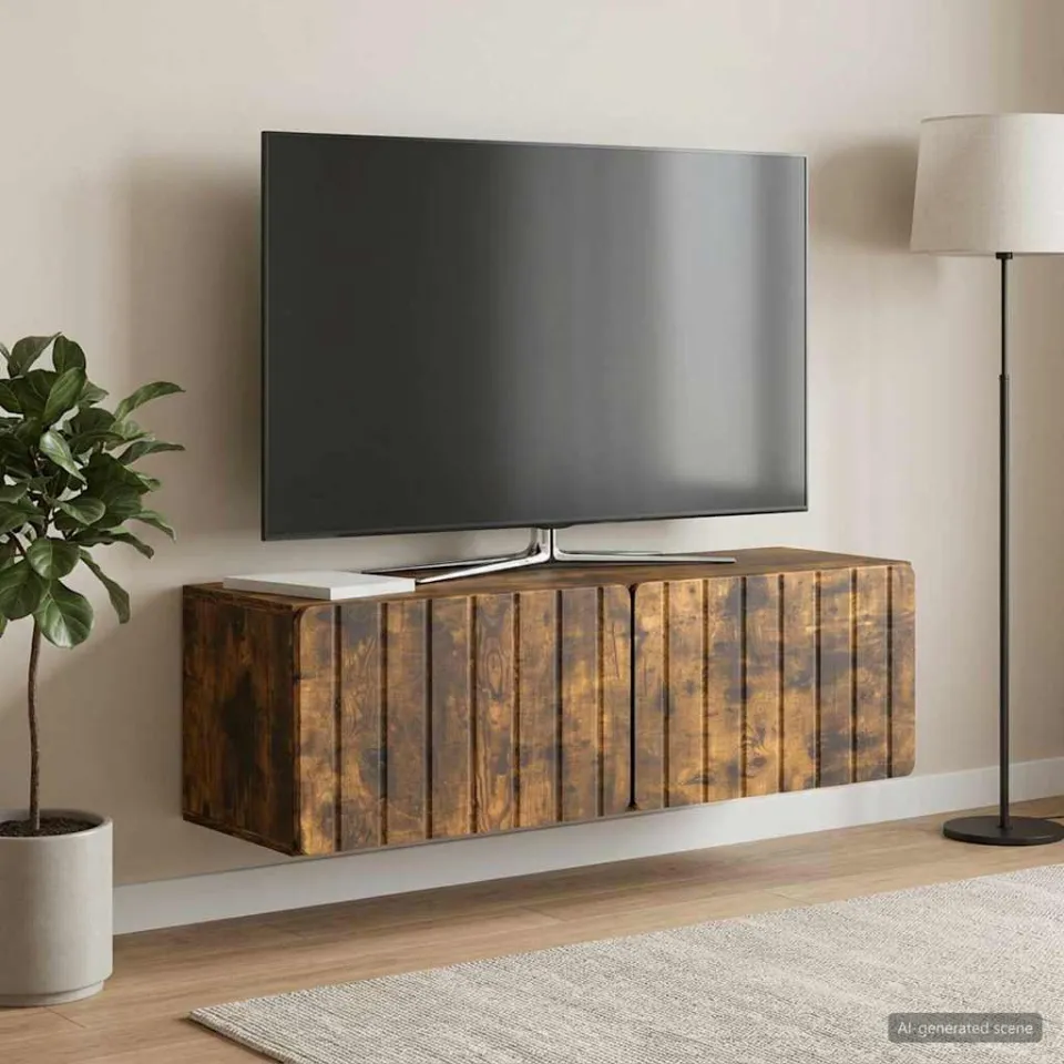 vidaXL Wandbeugel TV-kast 98 x 31 x 30 cm Gerookt eiken Bewerkt hout, foto 4