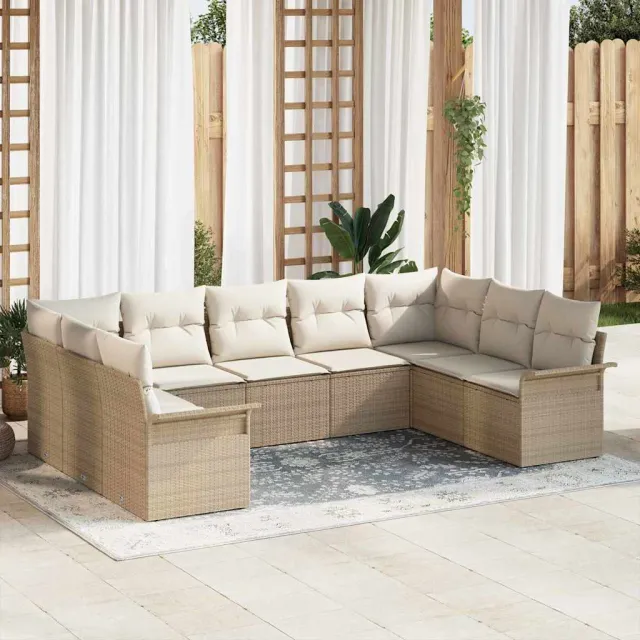 vidaXL Tuin Sofa Set 9 st Beige poly rattan, foto 2