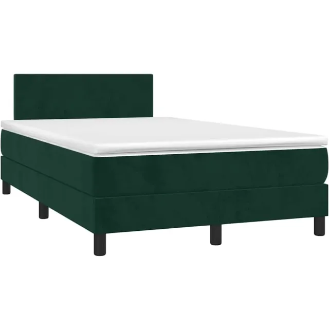 vidaXL Boxspring met matras en LED fluweel donkergroen 120x190 cm groen