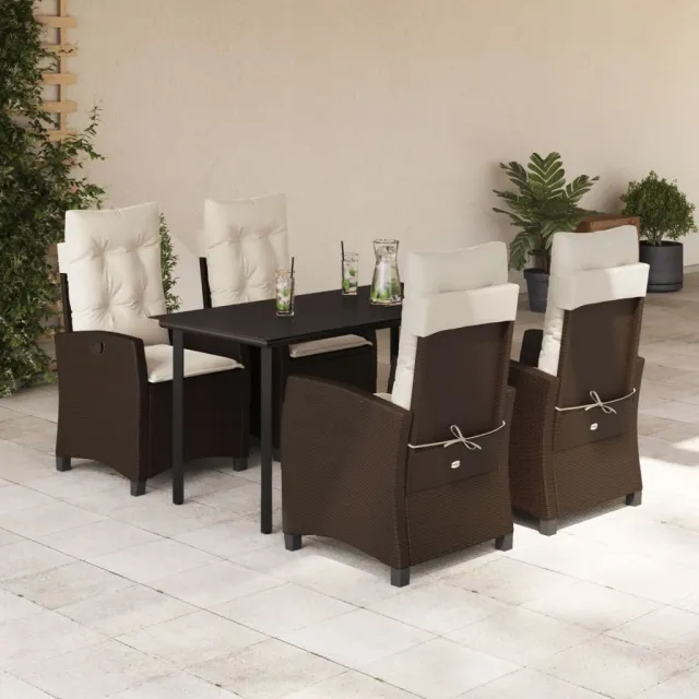 vidaXL 5-delige Tuinset met kussens poly rattan bruin, foto 2