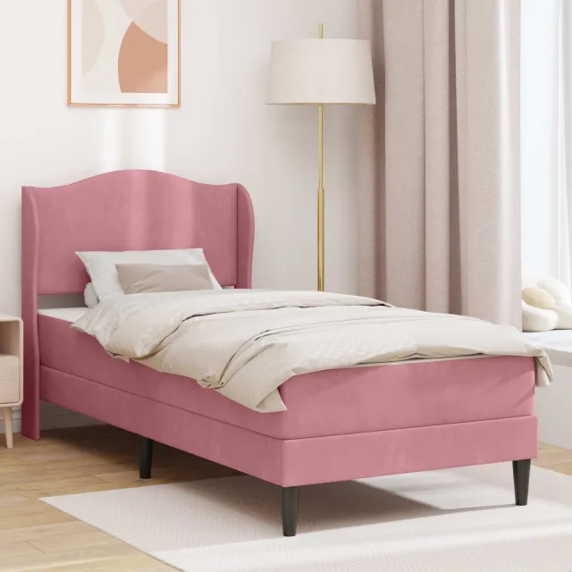 vidaXL Bedframe met matras Roze 80 x 200 cm fluweel
