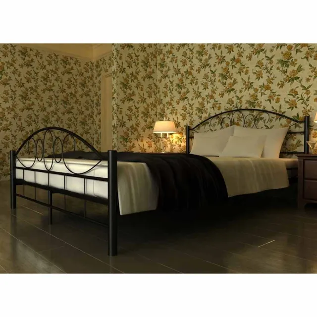 vidaXL Bed met matras metaal zwart 180x200 cm