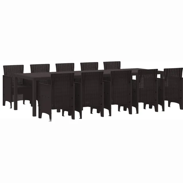 vidaXL Tuin Eetset 11 st Bruin Rattan