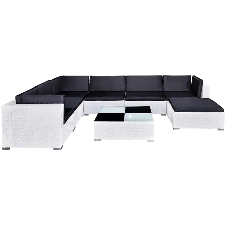 vidaXL 8-delige Loungeset met kussens poly rattan wit