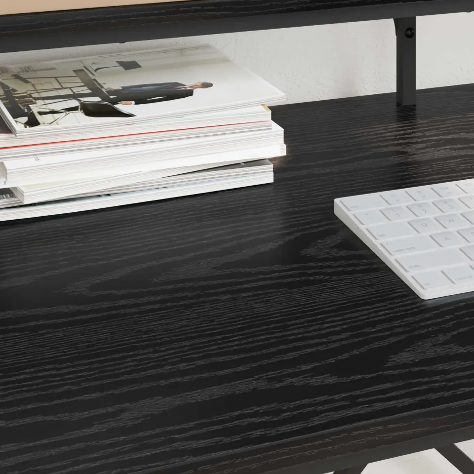 vidaXL Bureau Zwart Eiken 80 x 50 x 90 cm Bewerkt hout, foto 4