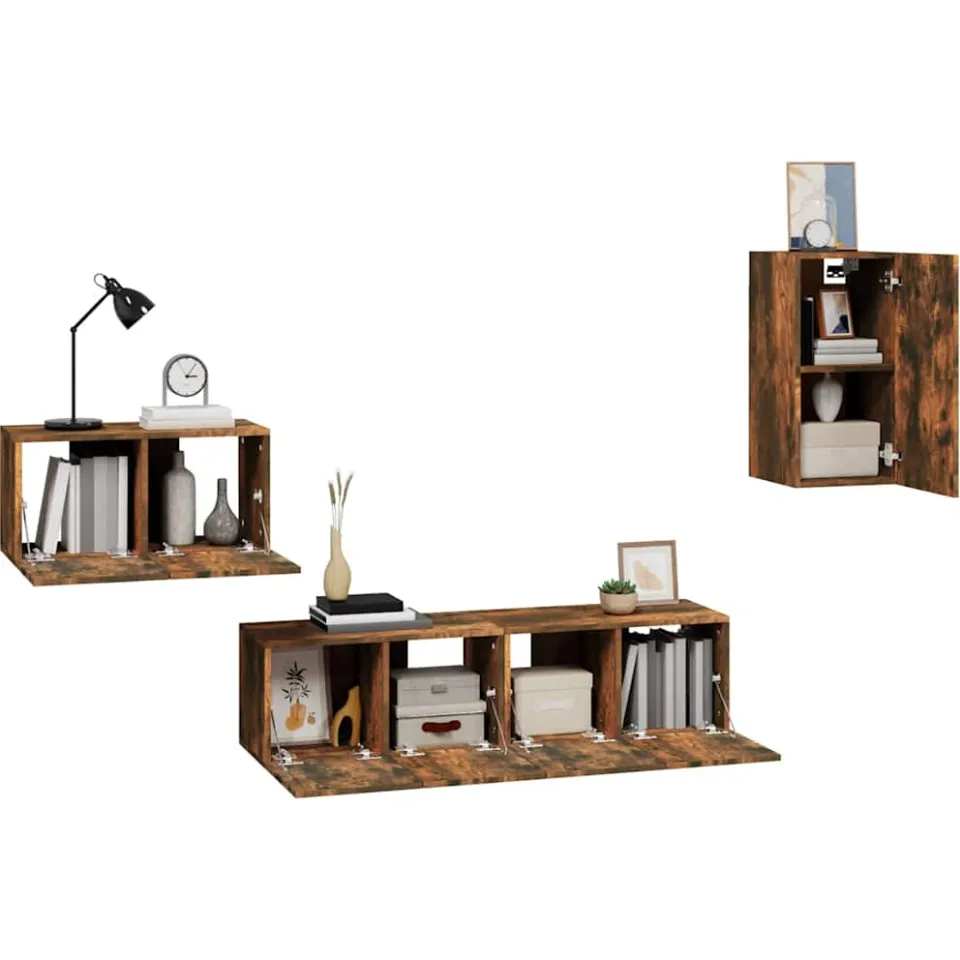 vidaXL 4-delige Tv-meubelset bewerkt hout gerookt eikenkleurig, foto 4