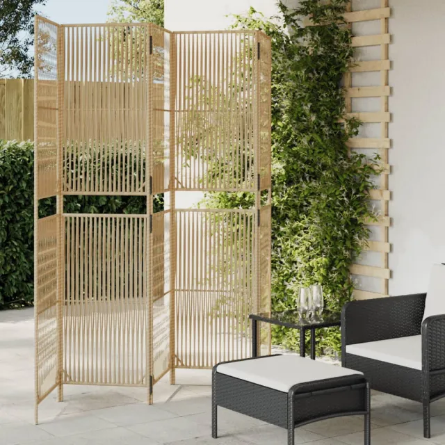 vidaXL Kamerscherm 5 panelen poly rattan beige, foto 2