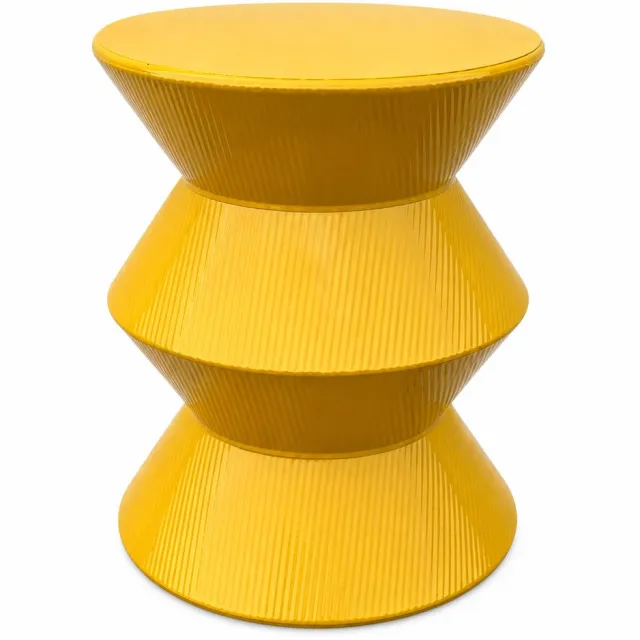 In & Out Deco Bijzettafel - Metaal - Organisch - Geel - Hoog 36 cm - Rond 30 cm