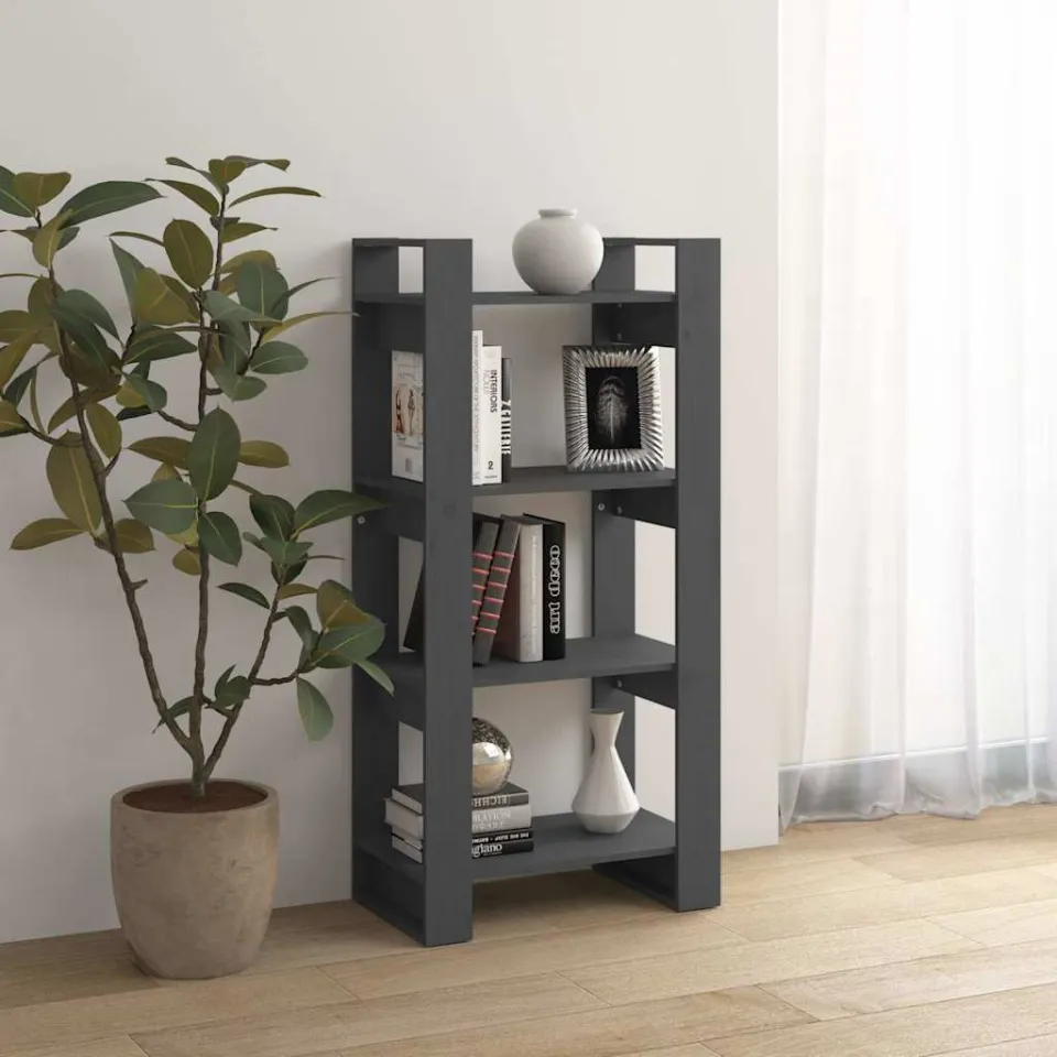 vidaXL Boekenkast/kamerscherm 60x35x125 cm massief hout grijs, foto 3