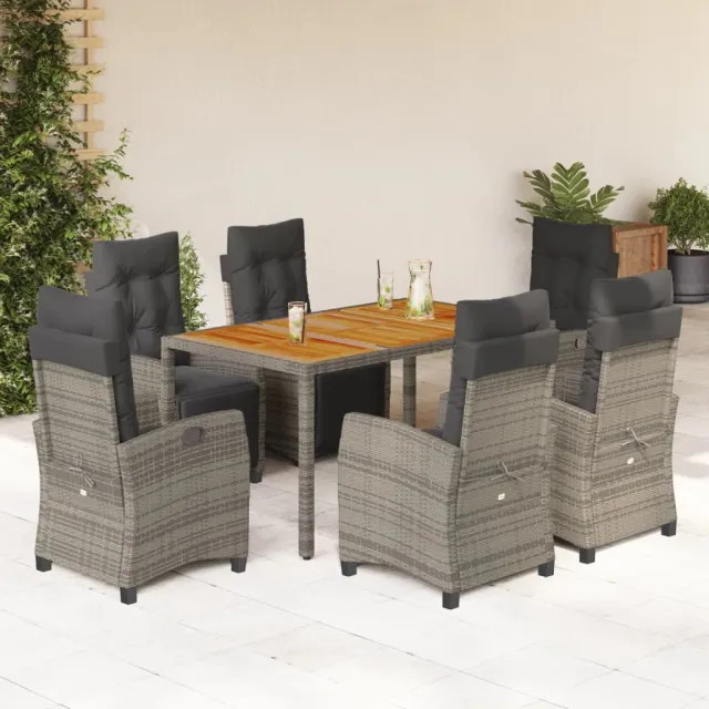 vidaXL 7-delige Tuinset met kussens poly rattan grijs, foto 2