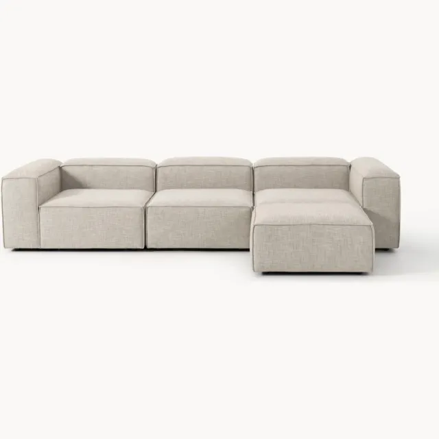 Westwing Collection Modulaire bank Lennon (4-zits) van linnenmix met poef (links/rechts) Grijs