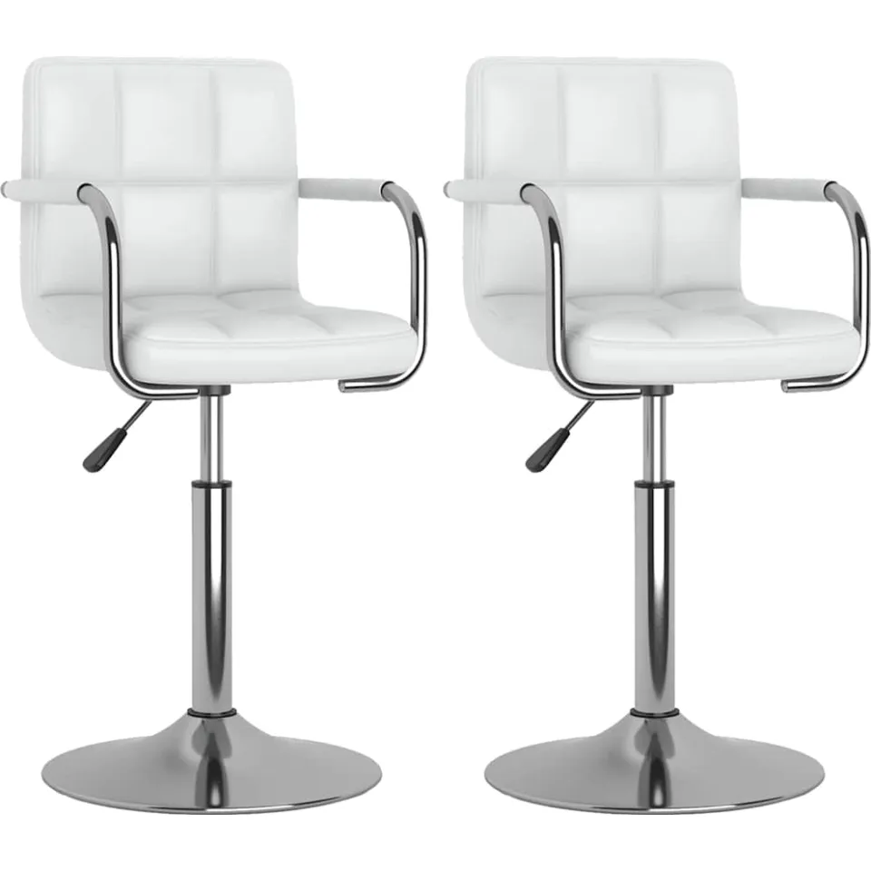 vidaXL Eetkamerstoelen draaibaar 2 st kunstleer wit, foto 3