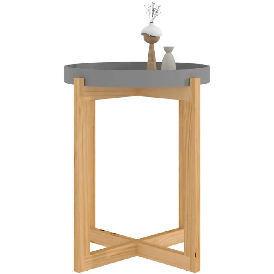 vidaXL Salontafel 41x41x48,5 cm bewerkt hout en grenenhout grijs, foto 4