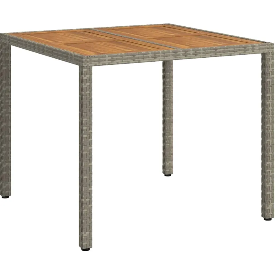vidaXL Tuinstafel Grijs 90 x 90 x 75 cm poly rattan, foto 3