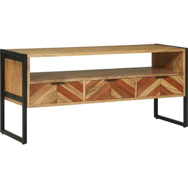 vidaXL TV-kast met lade Bruin 100 x 35 x 50 cm Massief Acaciahout