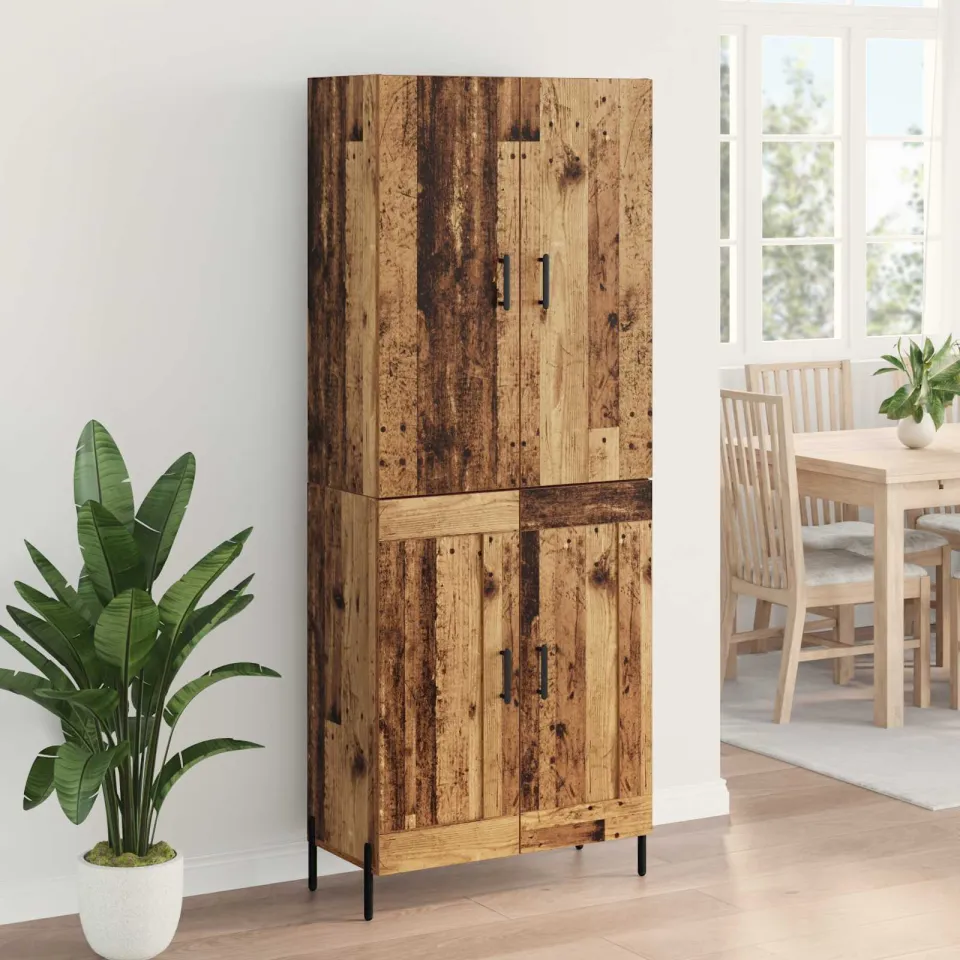 vidaXL Highboard Oud Hout 69,5 x 34 x 180 cm Bewerkt hout bruin, foto 4