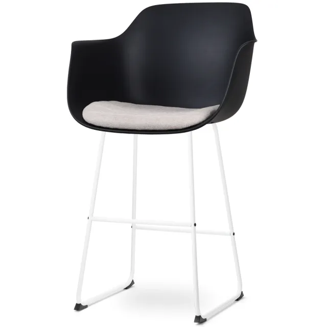 Nolon Nino-Liz barkruk zwart en beige zitkussen - wit onderstel - 75 cm, foto 2