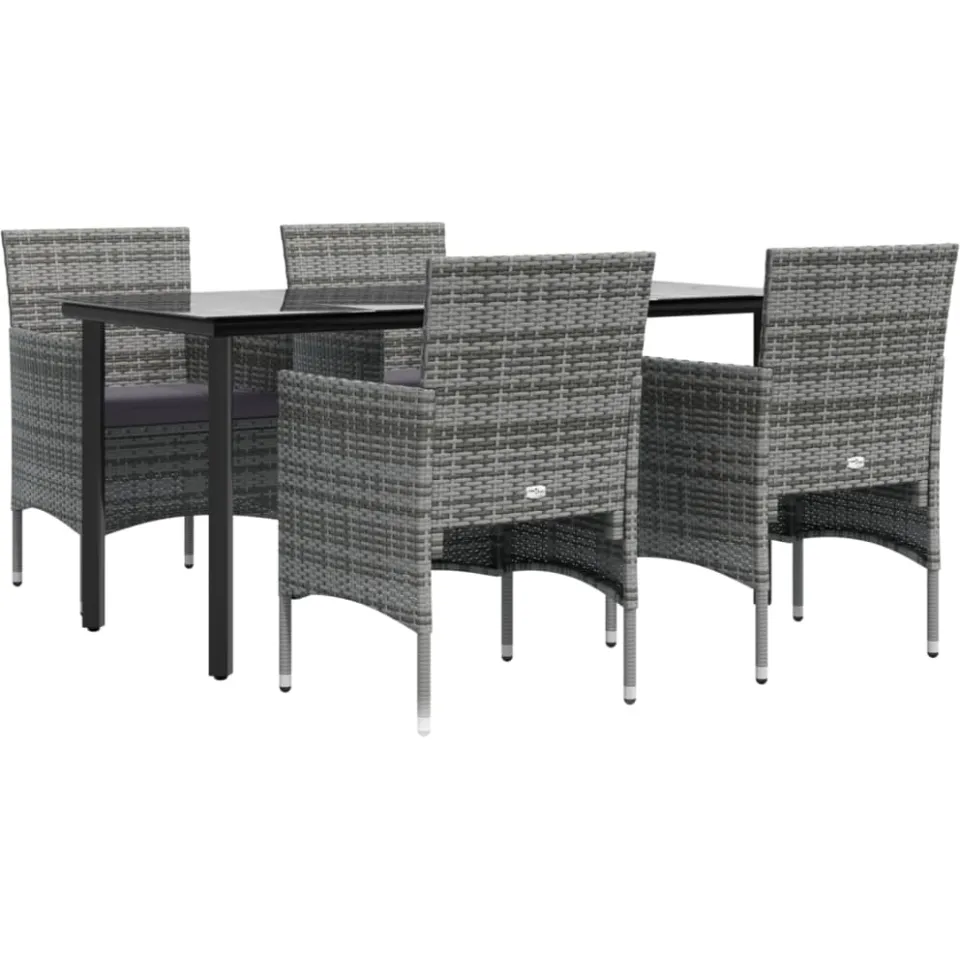 vidaXL 5-delige Tuinset met kussens grijs en zwart