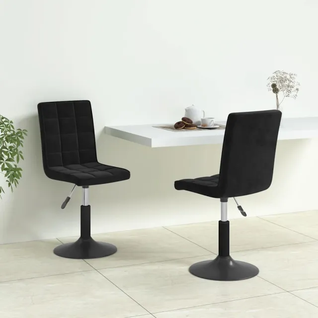 vidaXL Eetkamerstoelen draaibaar 2 st fluweel zwart, foto 2