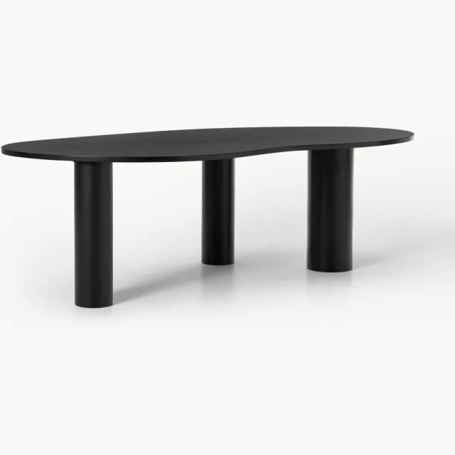 Westwing Collection Eettafel Naruto van eikenhout in organische vorm, in verschillende formaten Zwart