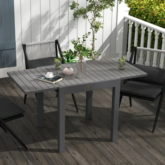 CHICFURN Tuintafel - 6 personen - uitschuifbaar - aluminium - grijs