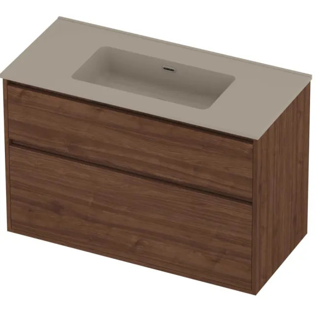 Proline Tribute Badmeubelset Porselein 100x46x67 cm Mat Crème Cotton Indian Walnut Houtlook