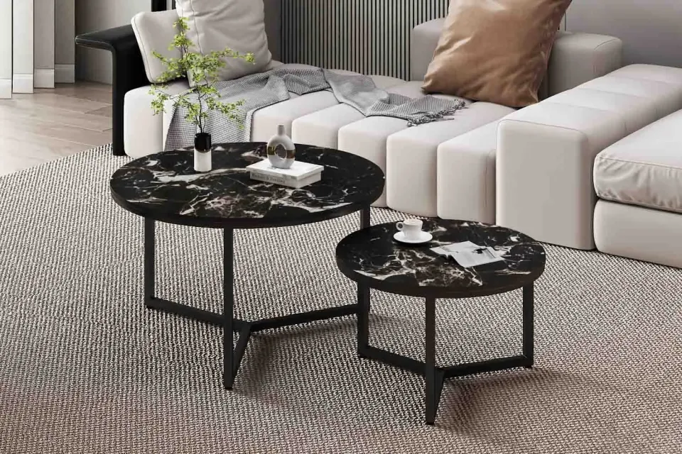 salontafelset Meyra zwart marmer, foto 5