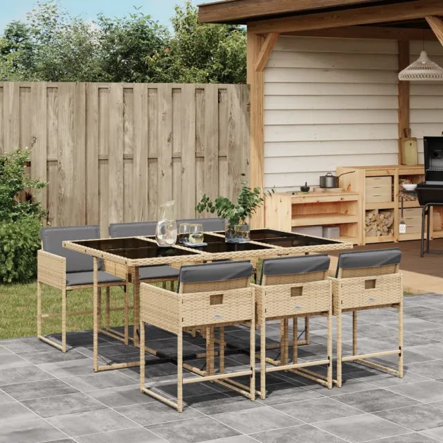 vidaXL Garden Dining Set 6 st 6-zits Gemengd beige, foto 2