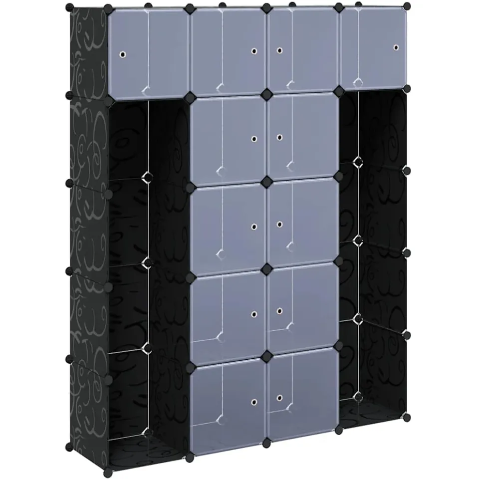 vidaXL Kast modulair met 14 vakken 37x146x180,5 cm zwart en wit, foto 3
