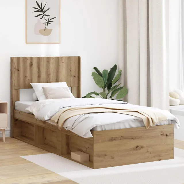 vidaXL Hoofdbord Artisanaal eiken Bewerkt hout Bruin