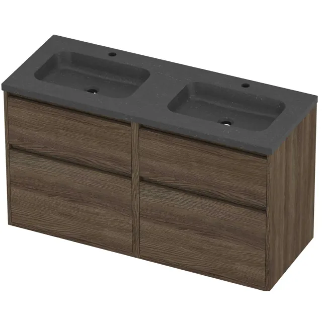 Proline Rollo Badmeubelset Hardsteen Elegant Greeploos 120x46x67 cm Blue Stone Vital Oak Eiken