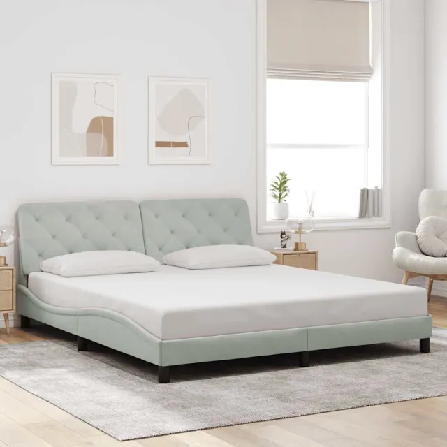 vidaXL Bedframe zonder matras 180x200 cm fluweel lichtgrijs grijs
