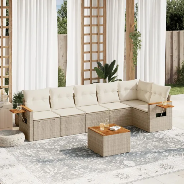 vidaXL Patio Sofa Set 6-zits Beige and Cream, foto 2
