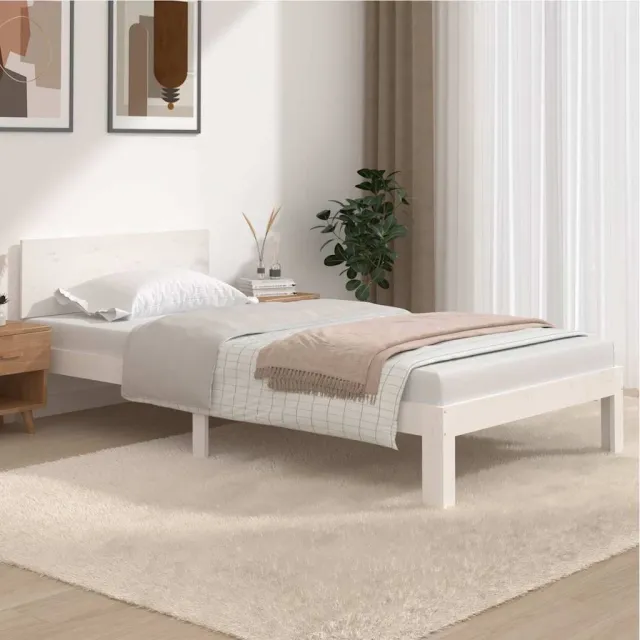 vidaXL Bedframe massief grenenhout wit 100x200 cm