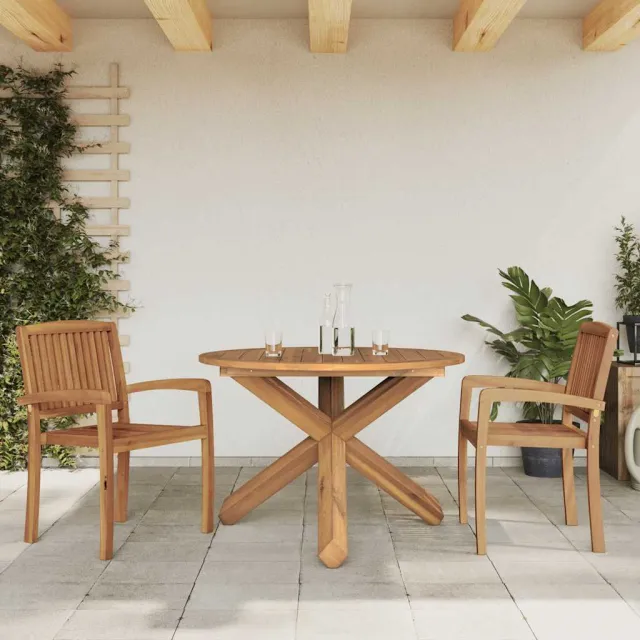 vidaXL Tuintafel Ø109x74 cm massief teakhout bruin