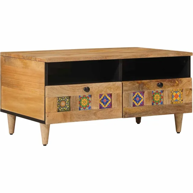vidaXL Salontafel Naturel 80 x 54 x 40 cm Massief Mango Hout Bruin