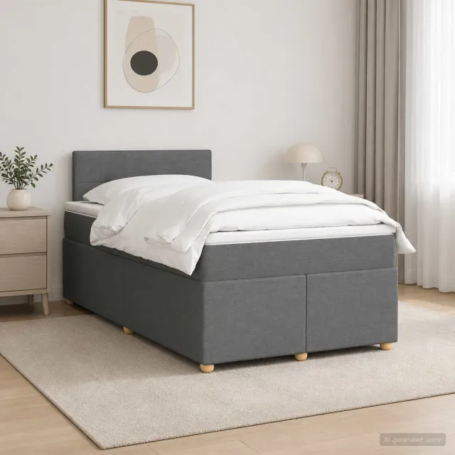vidaXL Boxspringbed met matras Donkergrijs 120 x 200 cm Stof