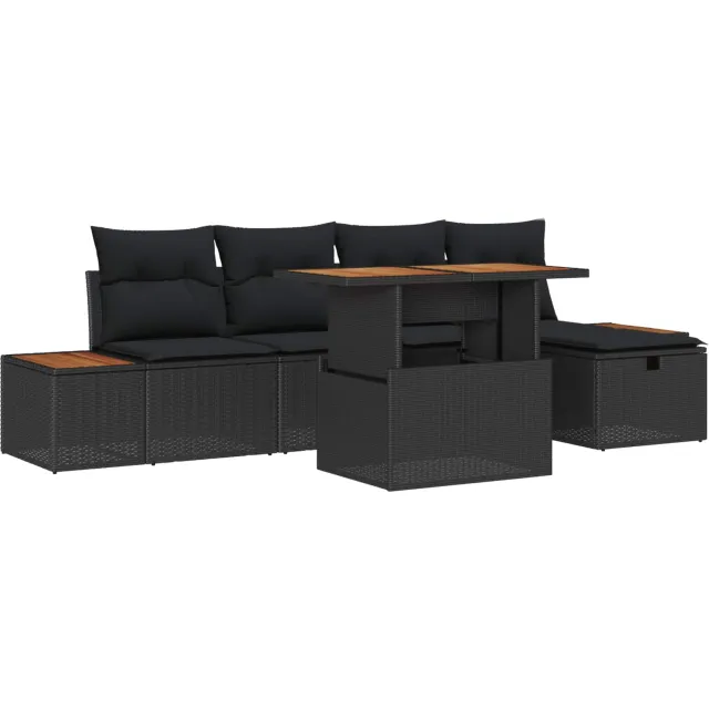 vidaXL Tuin Sofa Set 6 st Zwart poly rattan