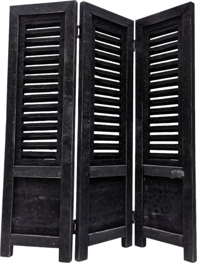 Inspiring Minds Raamscherm hout 70 cm - landelijke shutter als raam scherm zwart | Inspiring Minds Zwart 70cm