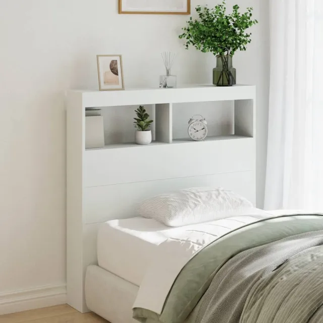 vidaXL Hoofdbordkast met LED-verlichting 100x17x102 cm wit