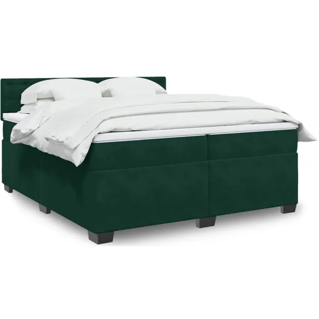 vidaXL Boxspring met matras fluweel donkergroen 200x200 cm groen