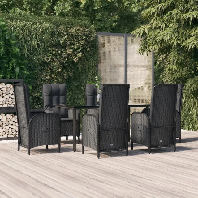 vidaXL 7-delige Tuinset met kussens poly rattan zwart, foto 2