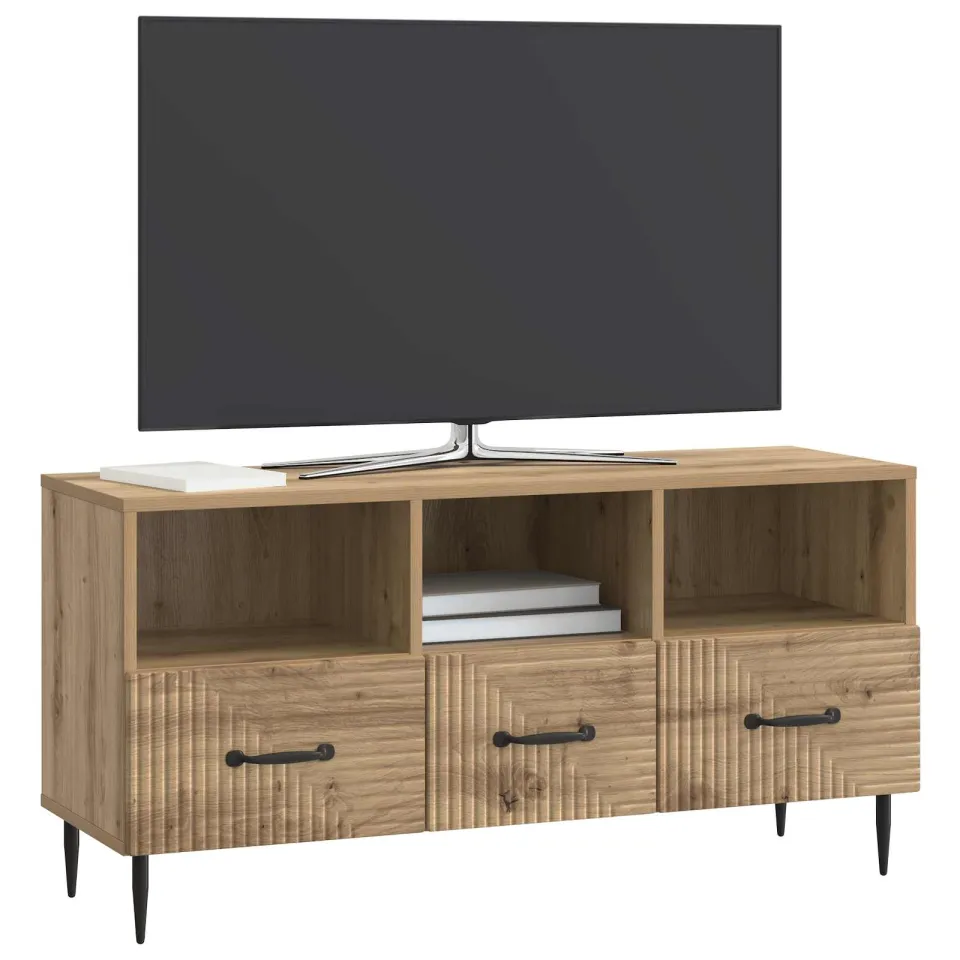 vidaXL TV-kast 102 x 34,5 x 50 cm Artisanaal eiken Bewerkt hout Bruin