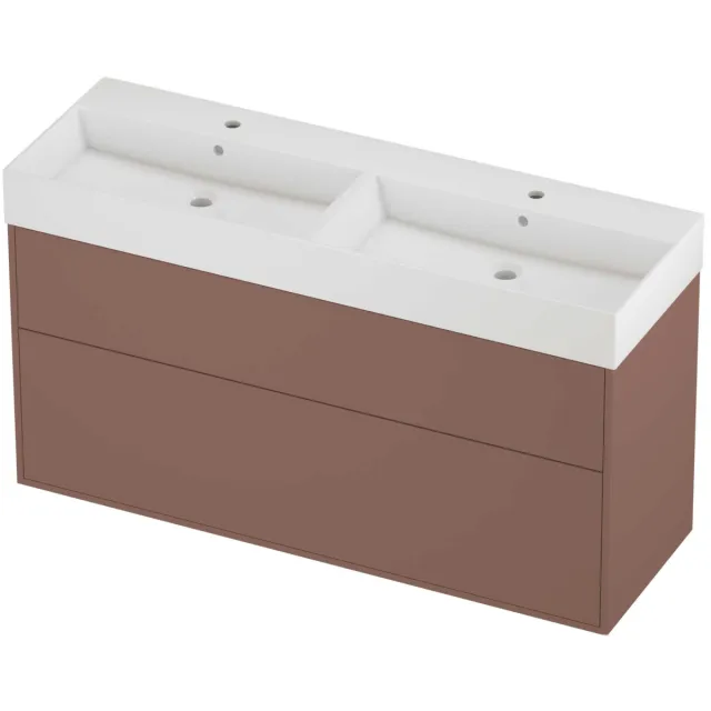 Proline Zara Badmeubelset Porselein Loft 2 Laden 140x46x78 cm Glans Wit Beauty Blush Rosé Goud