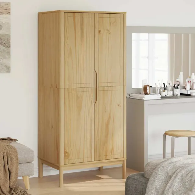 vidaXL Kledingkast FLORO 77x53x171 cm massief grenenhout wasbruin bruin, foto 2