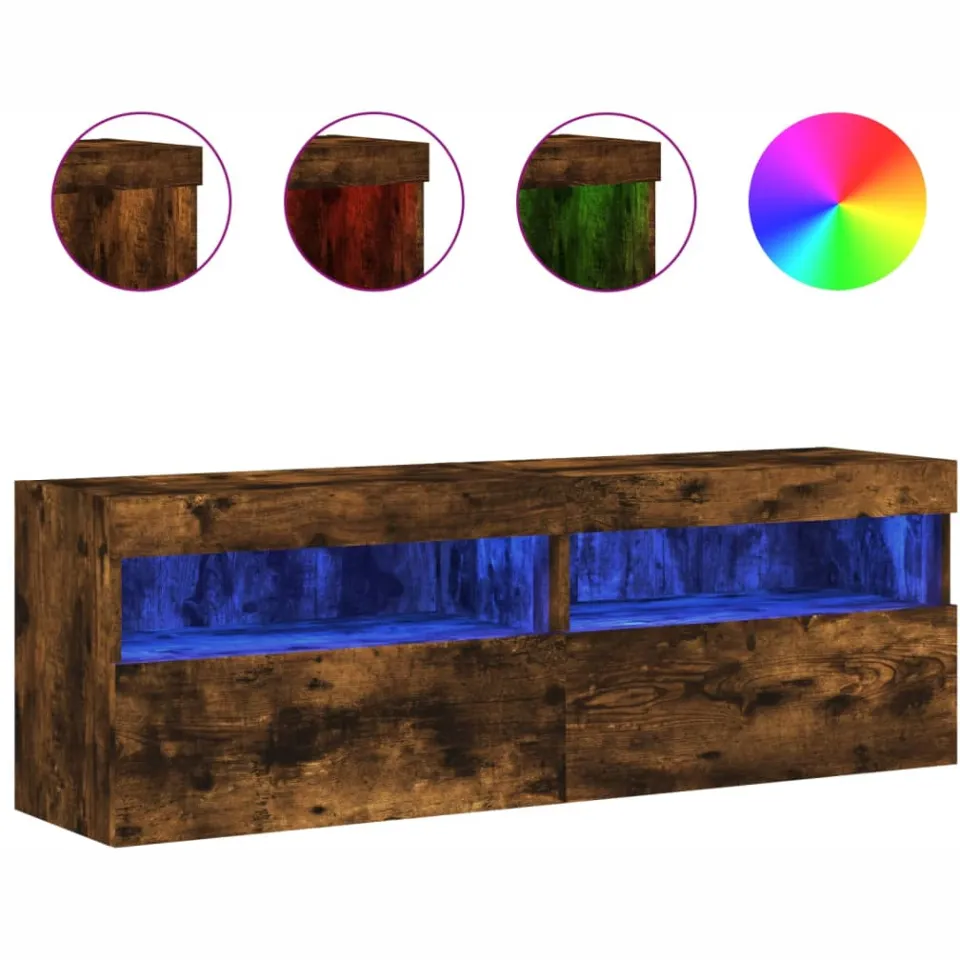 vidaXL Tv-wandmeubels met LED 2 st 60x30x40 cm gerookt eikenkleurig Bruin