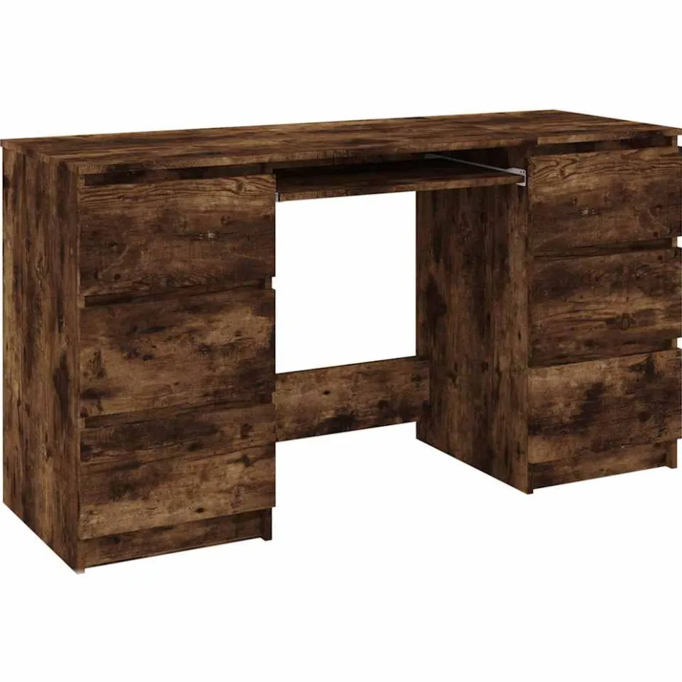 vidaXL Bureau 140x50x77 cm bewerkt hout gerookt eikenkleurig, foto 3