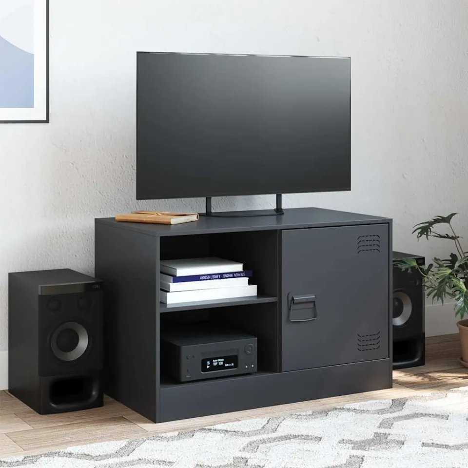 vidaXL Tv-meubel 67x39x44 cm staal zwart, foto 3