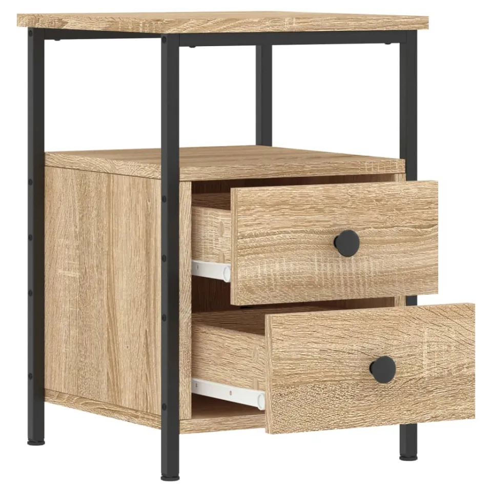 vidaXL Nachtkastje 34x35,5x50 cm bewerkt hout sonoma eikenkleurig, foto 4